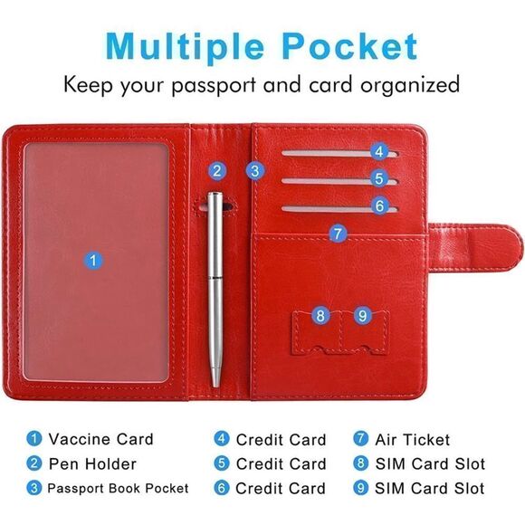 NEW Passport Holder Cover Wallet RFID Blocking PU Leather - Picture 3 of 7